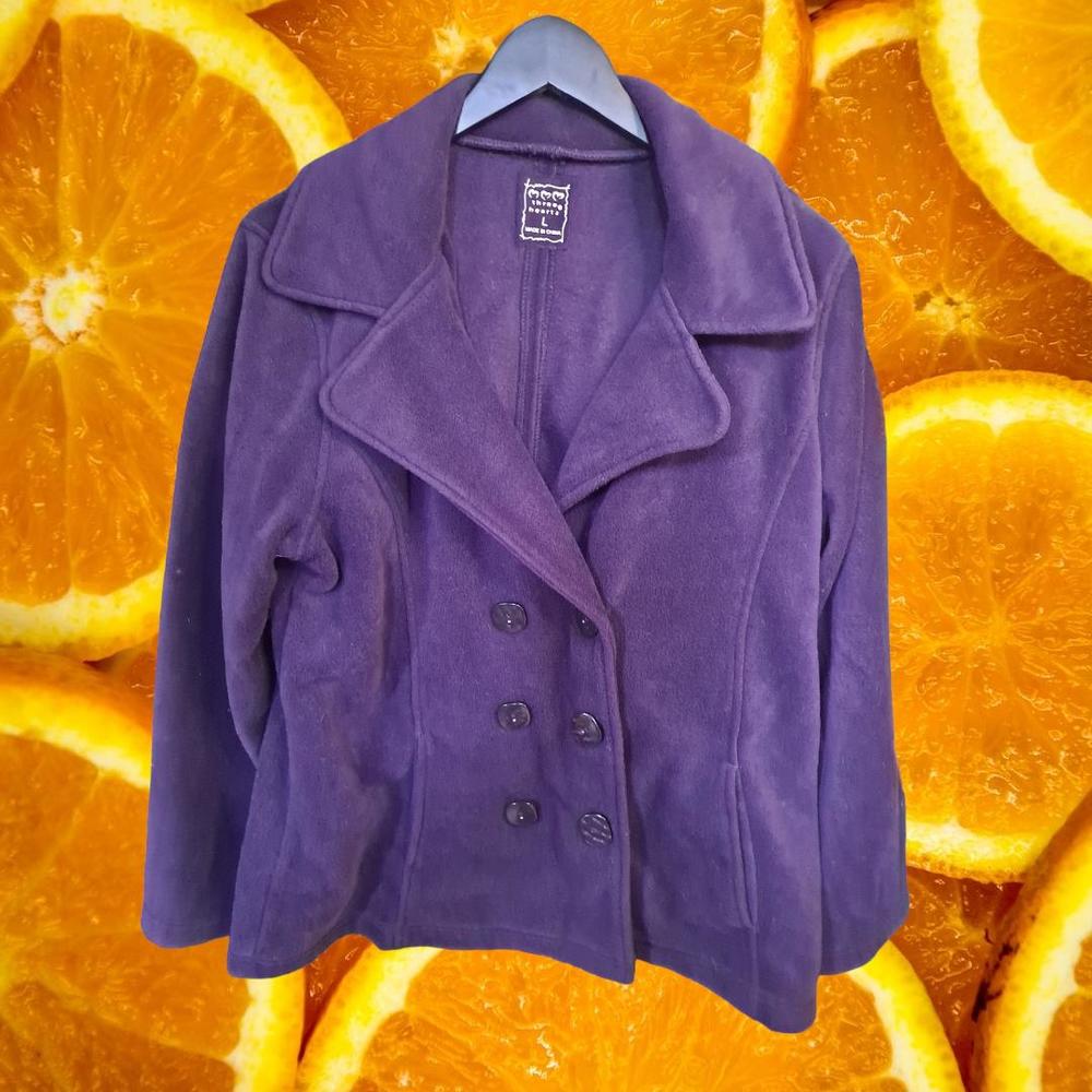 Three Hearts Purple Fleece Pea Coat Size Large